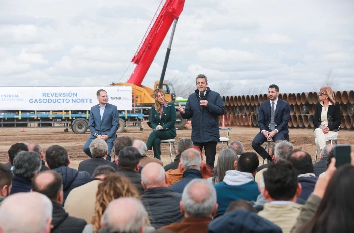 Sergio Massa, exministro de Economía, en el lanzamiento de la obra de reversión del Gasoducto Norte. 