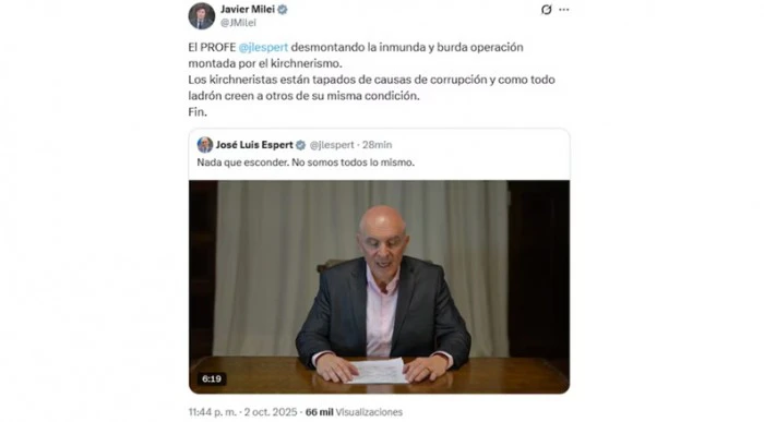 Espert admitió haber recibido USD 200.000 de Fred Machado y Milei lo respaldó