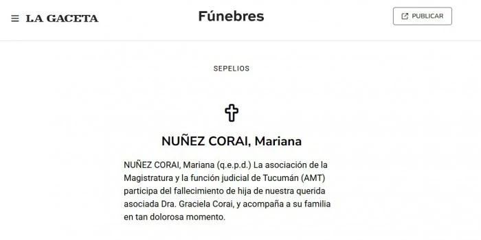 El adiós a Mariana Núñez Corai y el silencio que rodea su partida