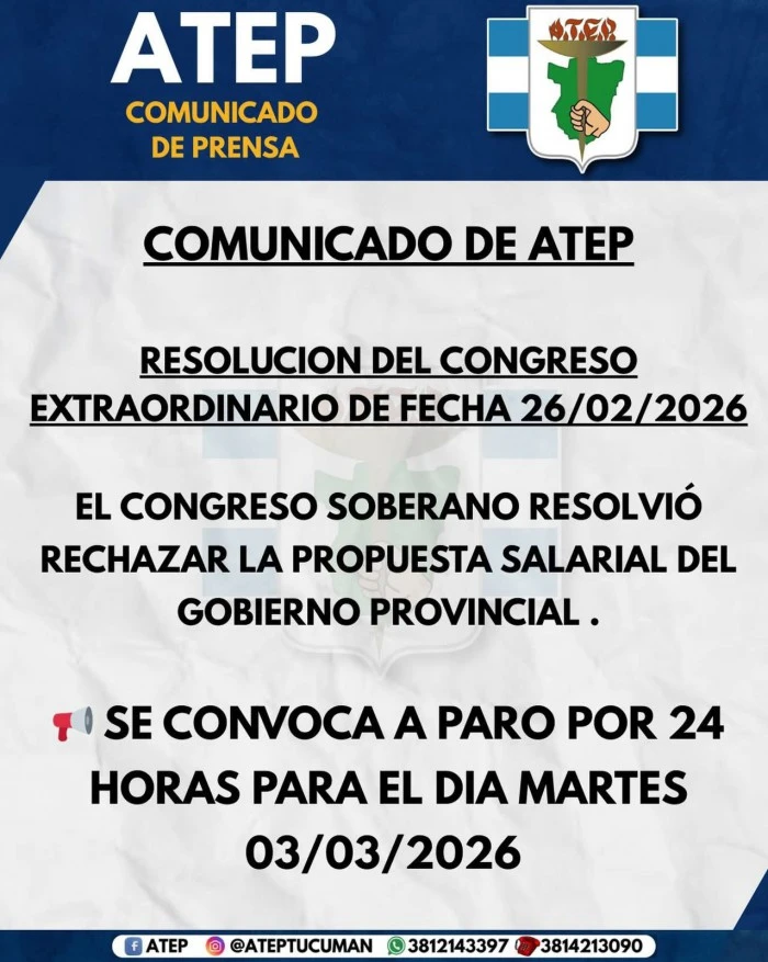 Peligra el inicio de clases: ATEP rechazó la oferta salarial y convocó a un paro
