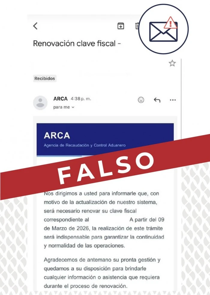 Alerta de estafa: el mail falso de ARCA que tenés que evitar 