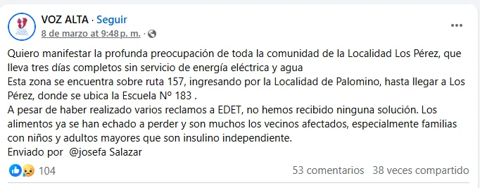EDET también suspende el servicio en todo Tucumán
